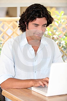 Man using a laptop computer