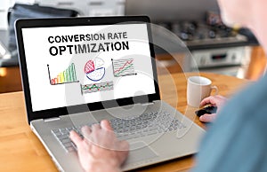Conversion rate optimization concept on a laptop photo
