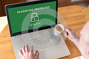 Password protected concept on a laptop