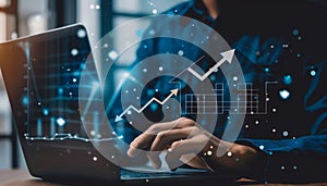 A man is using a laptop to draw a house by AI generated image