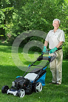 Man using the lawnmower