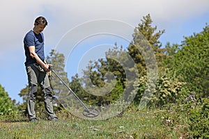 Man using metal detector