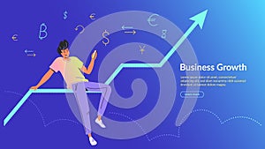 Man using mobile app for online banking and business growing photo