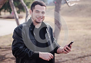 A man using a mobile phone