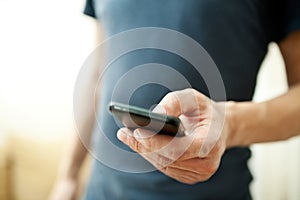 Man using mobile smart phone