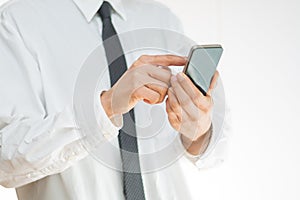 Man using a mobile smartphone