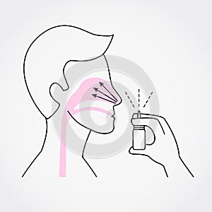 Man using nasal spray simple flat vector illustration