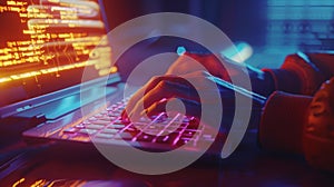 Man using neural network interface to generate AI-based visual art