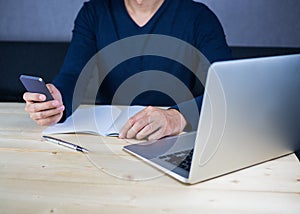 Man using phone and work, distraction and busy concept