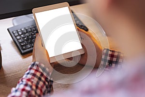 Man using tablet computer