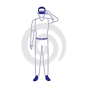 Man using technology of augmented reality vector design