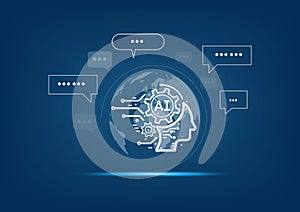 man using technology smart robot, artificial intelligence by enter command prompt for generates something.