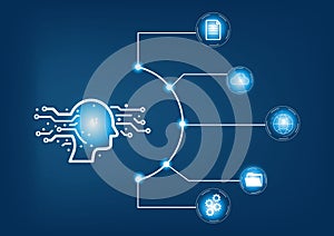 man using technology smart robot, artificial intelligence by enter command prompt for generates something.
