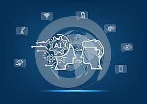 man using technology smart robot, artificial intelligence by enter command prompt for generates something.