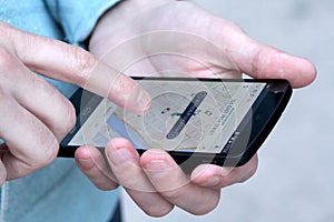Man using Uber Mobile App