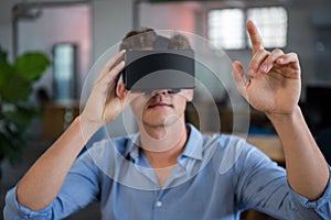 Man using virtual reality headset