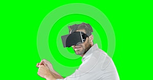 Man using virtual reality headset