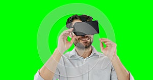 Man using virtual reality headset