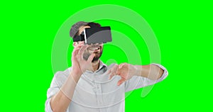 Man using virtual reality headset