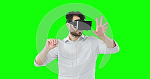 Man using virtual reality headset