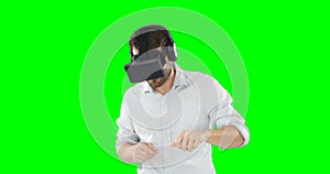 Man using virtual reality headset