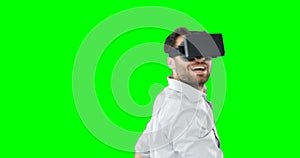 Man using virtual reality headset