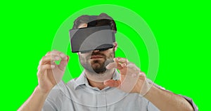 Man using virtual reality headset