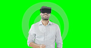 Man using virtual reality headset