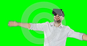 Man using virtual reality headset