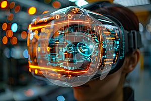 Man using virtual reality headset.