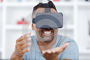 Man using virtual reality mask