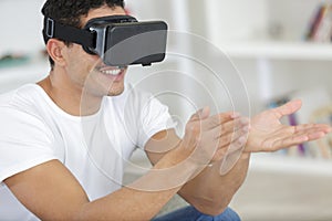 Man using virtual reality mask