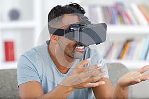 Man using virtual reality mask