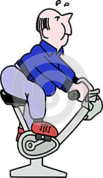 Man on a velosimulator