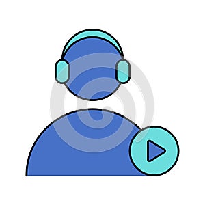 man, video, live video customer support icon