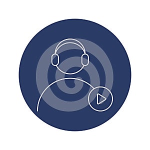 man, video, live video customer support icon