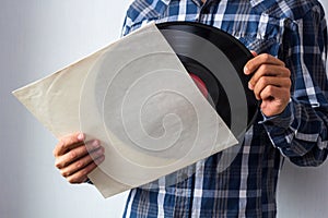 Man with vinyl record