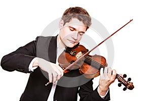 Man violinist playing violin. Classical music art