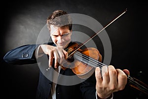 Man violinist playing violin. Classical music art