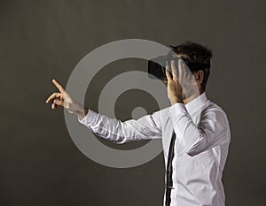 Man in virtual reality headset