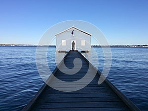 Man visiting at the Blue Boat House Perth Western Australia