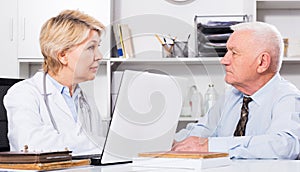 Man visiting doctor in hospita