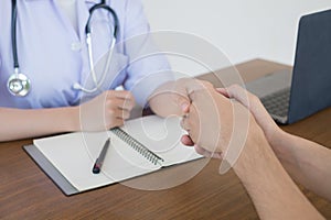 Man visiting doctor for routine check-up.