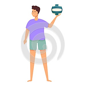Man volleyball player icon cartoon vector. Ocean play area