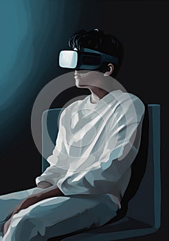 man vr digital goggles headset cyber cyberspace technology glasses futuristic gadget. Generative AI.