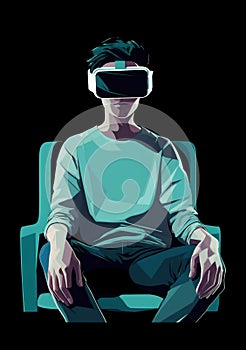 man vr technology glasses cyber headset futuristic digital goggles copy space gadget. Generative AI.