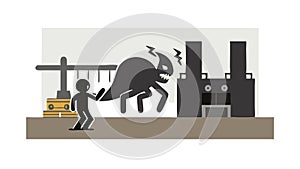 Man vs Monster Battle Confrontation, vector design Generative AI