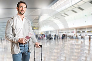 Man waiting in an airport