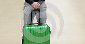 A man is waiting for deportation at the airport. Deporting of a foreign citizen. Voluntary departure and compulsory sending. photo