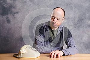 Man waiting for a important phone call